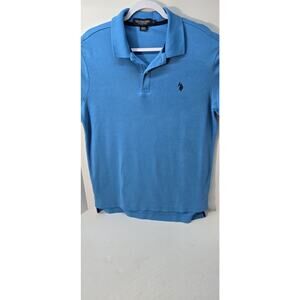 US‎ Polo Assn Men's Shirt Large Blue Short Sleeve Luxury Feel Polo Blue Pony